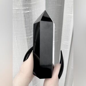 Black Obsidian Crystal Tower | 8cm